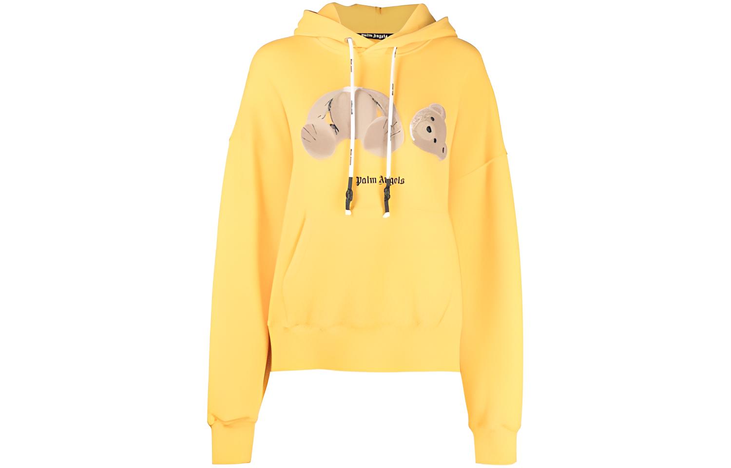(Women) Palm Angels SS21 Yellow Decapitated Bear Logo Hoodie PMBB058S21FLE0021810