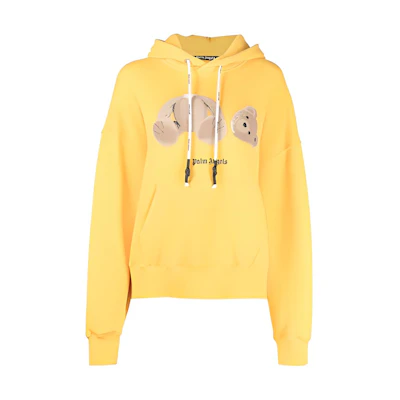 (Women) Palm Angels SS21 Yellow Decapitated Bear Logo Hoodie PMBB058S21FLE0021810