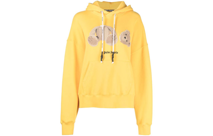 Order (Women) Palm Angels SS21 Yellow Decapitated Bear Logo Hoodie PMBB058S21FLE0021810