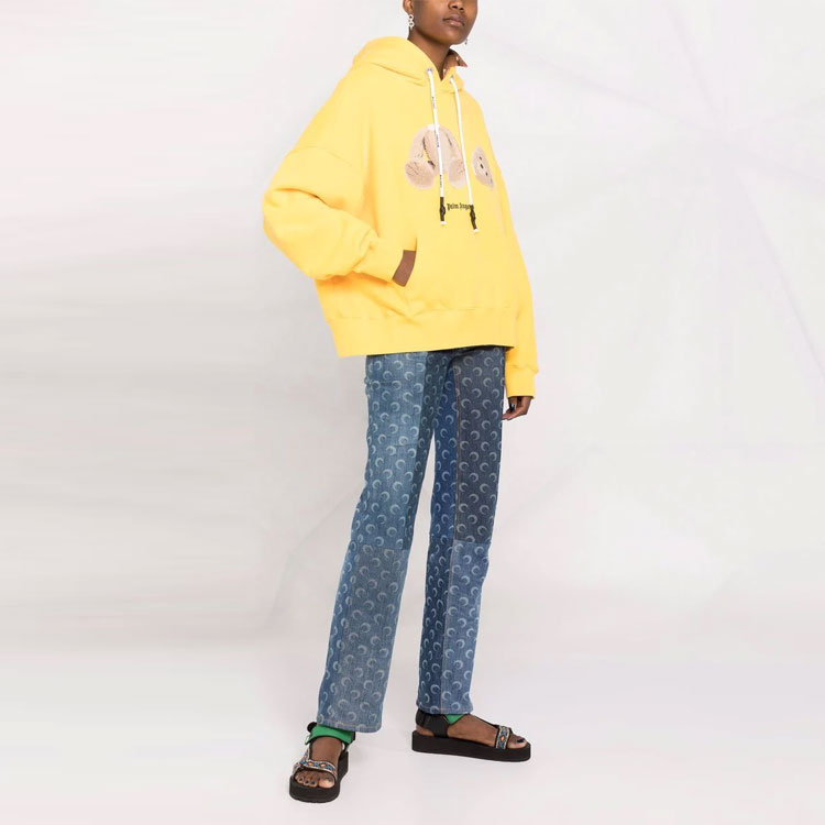 Purchase (Women) Palm Angels SS21 Yellow Decapitated Bear Logo Hoodie PMBB058S21FLE0021810