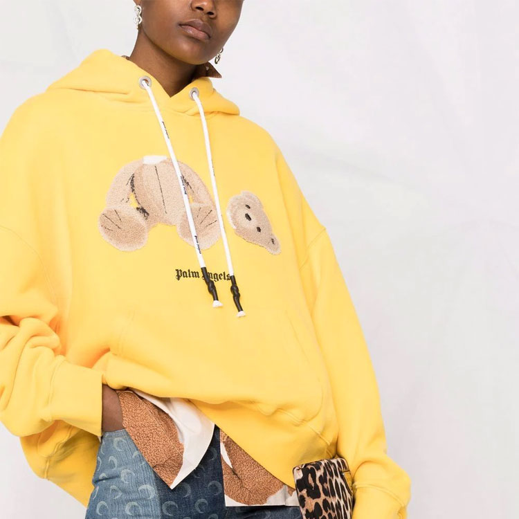 Details for (Women) Palm Angels SS21 Yellow Decapitated Bear Logo Hoodie PMBB058S21FLE0021810