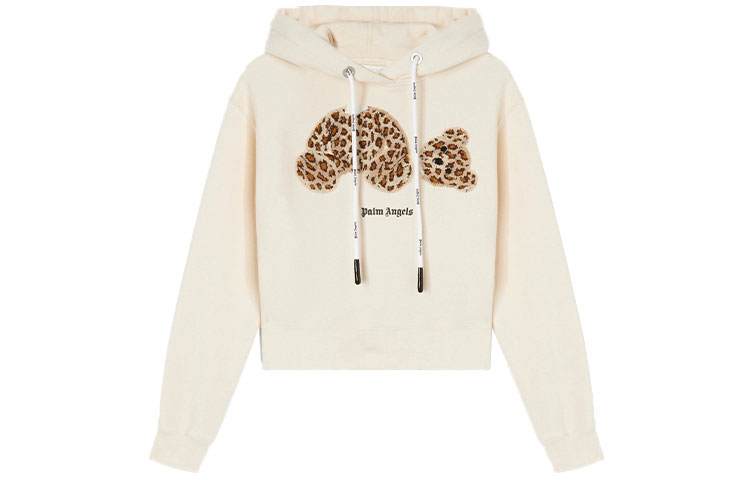 Buy (Women) Palm Angels SS22  Beige Leopard Bear Hoodie Long Sleeve PWBB022S22FLE0010360