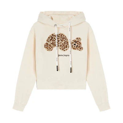 (Women) Palm Angels SS22 Beige Leopard Bear Hoodie Long Sleeve PWBB022S22FLE0010360