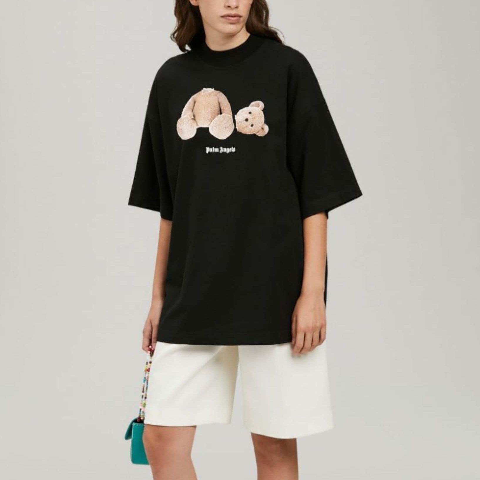 Lookbook (W) パームエンジェルス SS23 ブラック ロゴプリント カジュアルTシャツ. PWAA017C99JER0021060