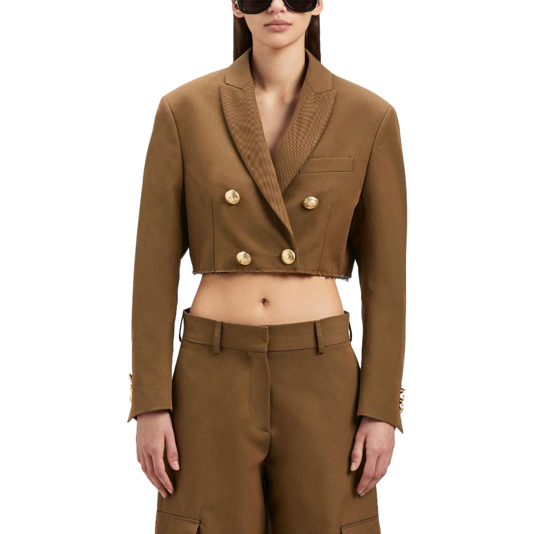 (Women) Palm Angels SS23  Cropped Double-Breasted Jacket Rust Brown. PWEN032F23FAB0016076 圖 4