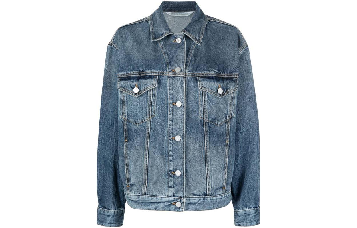 Order (Women) PALM ANGELS SS23 Washed Logo Sunrise Print Denim Jacket Women Light Blue. PWYE032S23DEN0024784