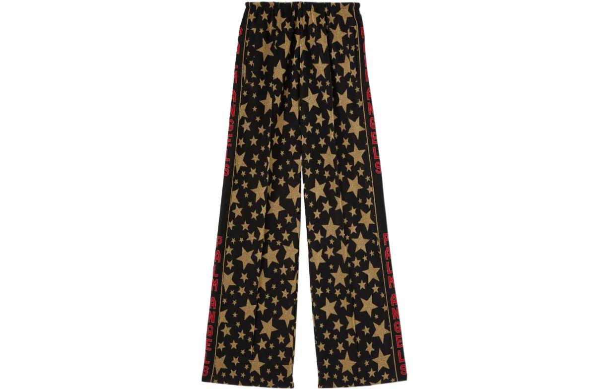 (Women) Palm Angels Star Jacquard Wide-Leg Track Pants Women’s Black. PWCJ010F22FAB0031076