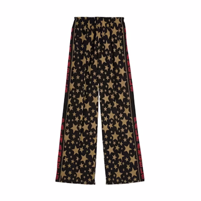 (Women) Palm Angels Star Jacquard Wide-Leg Track Pants Women’s Black. PWCJ010F22FAB0031076