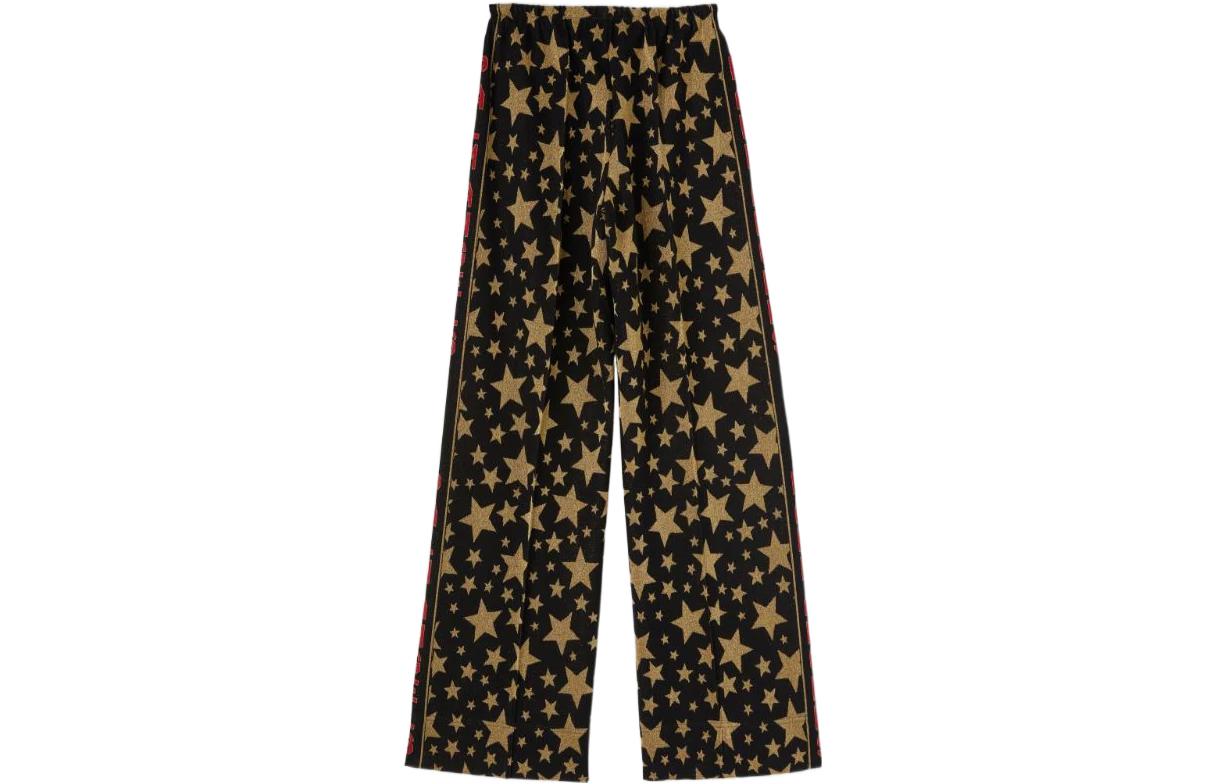 Lookbook (Women) Palm Angels Star Jacquard Wide-Leg Track Pants Women’s Black. PWCJ010F22FAB0031076