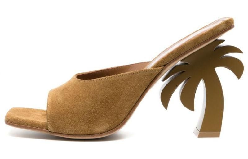 (W) Palm Angels Suede Open Toe Slip-On Slides 'Brown'