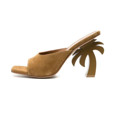 (W) Palm Angels Suede Open Toe Slip-On Slides 'Brown'