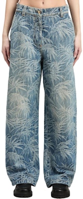 (Women) Palm Angels Washed Printed Loose Fit Denim Jeans Blue. PWYB027F24DEN0014903 Lookbook (Women) Palm Angels Washed Printed Loose Fit Denim Jeans Blue. PWYB027F24DEN0014903