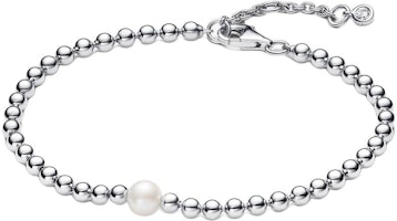 (Women) Pandora 925 Silver Bracelet with Freshwater Pearl & Cubic Zirconia for Women. 593173C01 (Women) Pandora 925 Silver Bracelet with Freshwater Pearl & Cubic Zirconia for Women. 593173C01