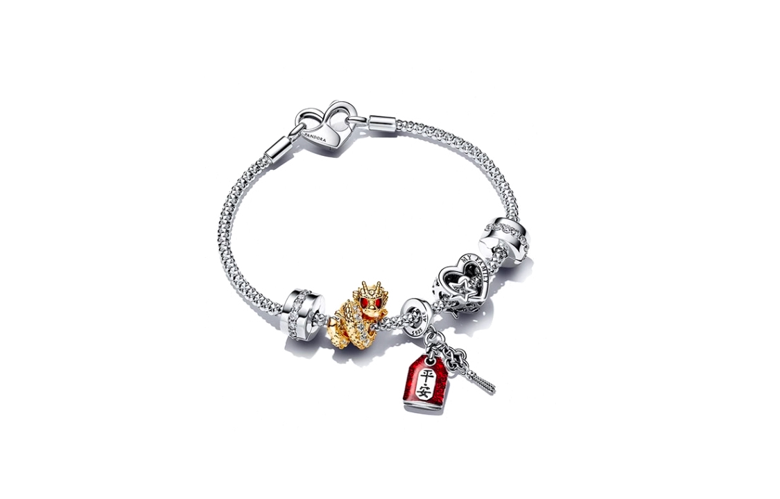 (Women) Pandora 925 Silver Dragon Charm Bracelet with Cubic Zirconia for Women - Silver. ZT2913