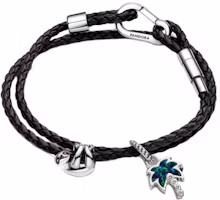 (Women) Pandora Coconut Tree Charm 925 Silver Bracelet - Black. ZT2991 (Women) Pandora Coconut Tree Charm 925 Silver Bracelet - Black. ZT2991