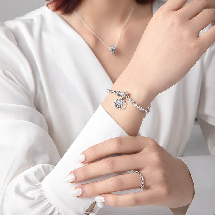 Shop (W) Pandora Gelang Perak 925 Langit Malam Biru Gelap Bulan & Bintang. ZT-0017