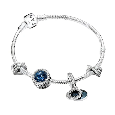 (Women) Pandora Fairy Tale Star Set 925 Silver Bracelet for Women - Blue. ZT0652