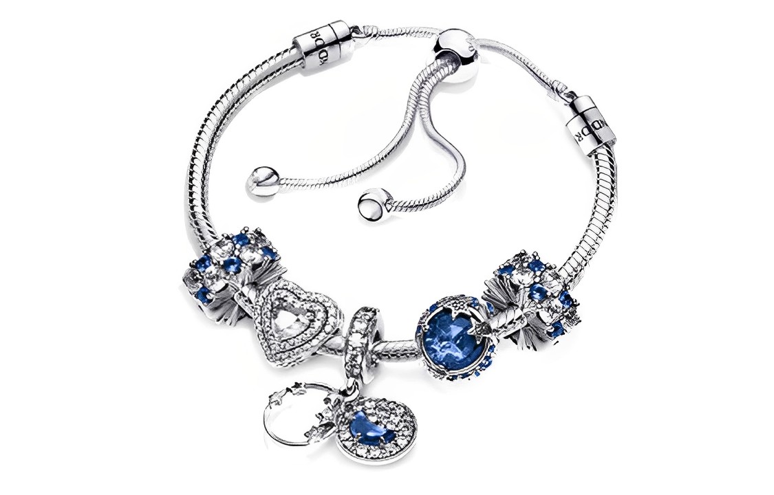 (Women) Pandora Fashion Galaxy Sparkling Bracelet Set 925 Silver Women Silver/Blue. TZ0082