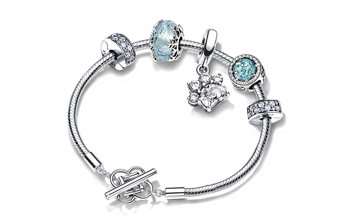 (Women) Pandora Gemstone Decorated 925 Silver Bracelet for Women - Silver. ZT2688