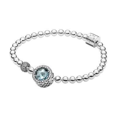 (Women) Pandora Glacier Blue Shining Star Bead 925 Silver Bracelet for Women - Silver. ZT-0018