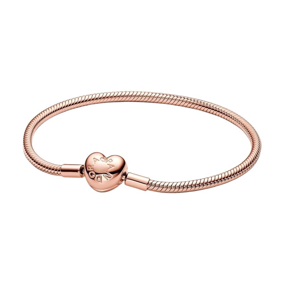 (Women) Pandora Gold Heart Clasp Snake Chain Bracelet for Women Alloy Gold. 583050C00