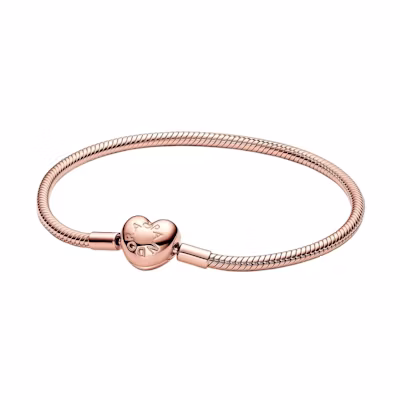 (Women) Pandora Gold Heart Clasp Snake Chain Bracelet for Women Alloy Gold. 583050C00