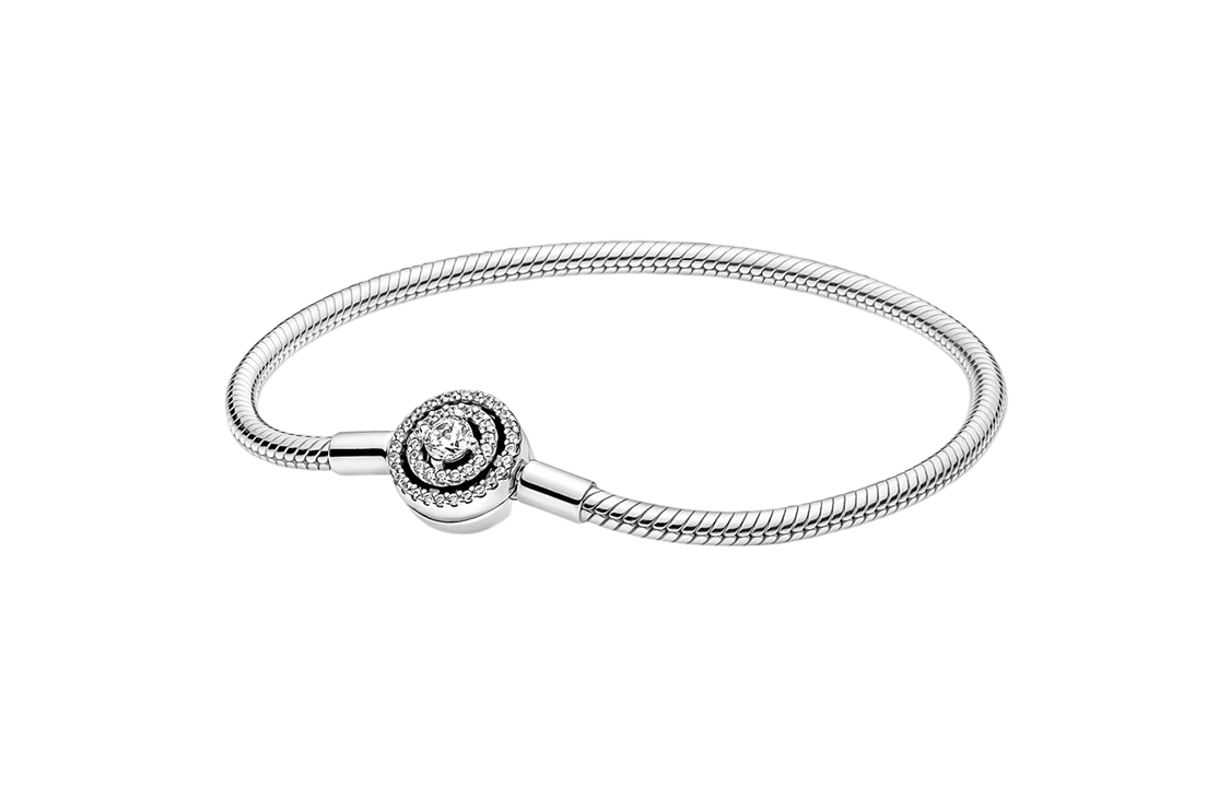 (Women) Pandora Halo Snake Chain Bracelet 925 Silver for Women - Silver. 590038C01