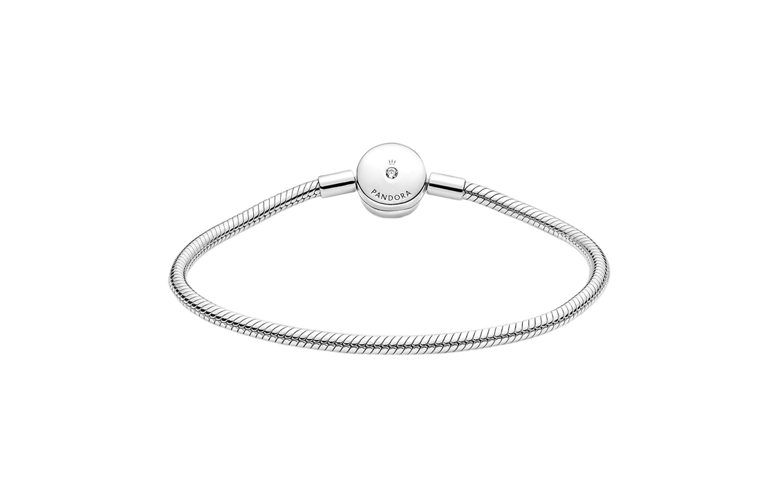 Lookbook (W) Gelang Rantaian Ular Pandora Halo 925 Perak Wanita - Perak. 590038C01