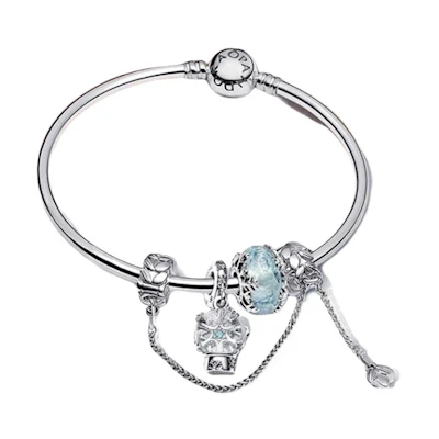 (Women) Pandora Ice Blue 925 Silver Bracelet Set for Women - Elegant & Retro Luxury. ZT2571