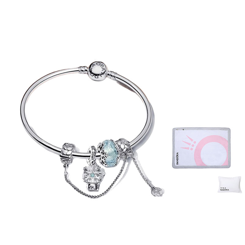 Cheap (W) パンドラ アイスブルー 925 シルバー ブレスレットセット 女性用 - エレガント＆レトロ。 ZT2571