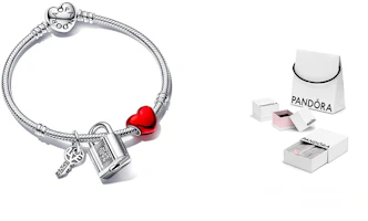 (Women) Pandora Love Lock Bracelet Set 925 Silver for Women. ZT2613 (Women) Pandora Love Lock Bracelet Set 925 Silver for Women. ZT2613