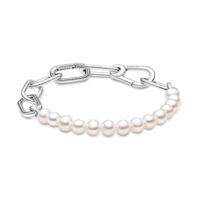 (Women) Pandora ME Mixed Style Bracelet Silver/White with Freshwater Pearls. 599694C01