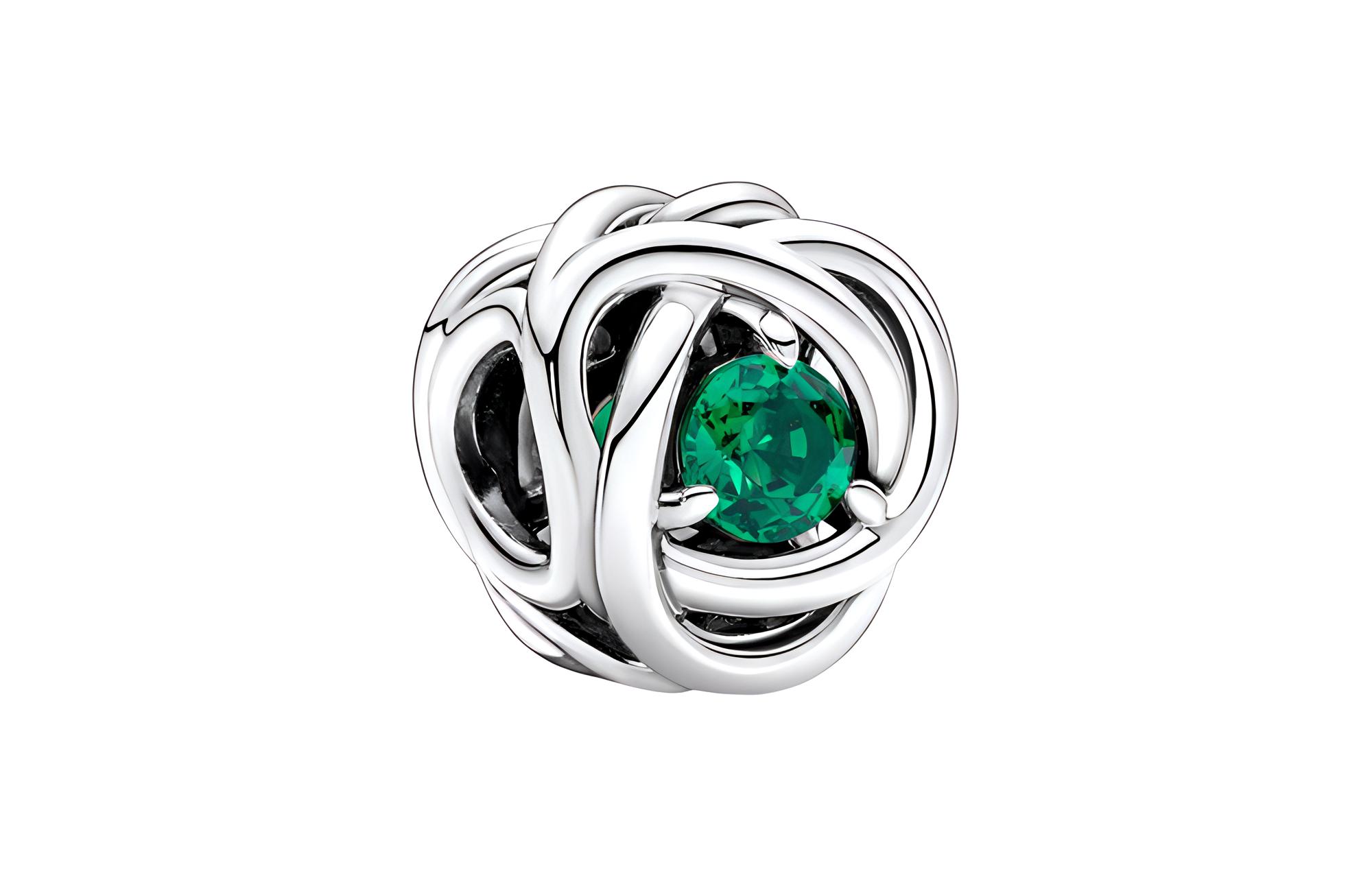 (Women) Pandora Moments Green Eternal Circle Charm Silver Accessory for Women 790065C08