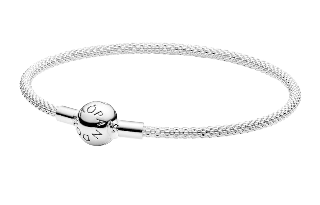 (Women) Pandora Moments Mesh 925 Silver Bracelet for Women - Silver. 596543