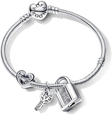 (W) Set Gelang Pandora Moments Perak dengan Pesona Kunci Hati untuk Wanita. ZT2614 Order (W) Set Gelang Pandora Moments Perak dengan Pesona Kunci Hati untuk Wanita. ZT2614