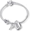 Order (W) Set Gelang Pandora Moments Perak dengan Pesona Kunci Hati untuk Wanita. ZT2614