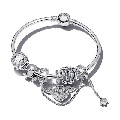 (Women) Pandora New Pet Angel Charm Bracelet Set Women’s Silver. ZT2416