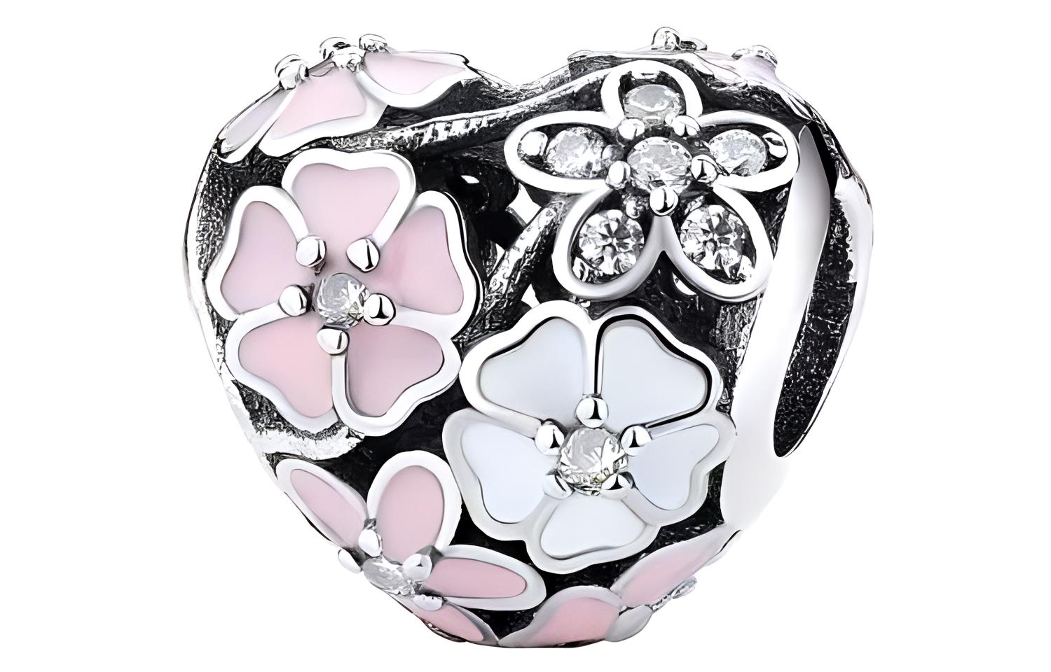 (Women) Pandora Pink Cherry Blossom Enamel Zircon 925 Silver  Accessories. 791825ENMX