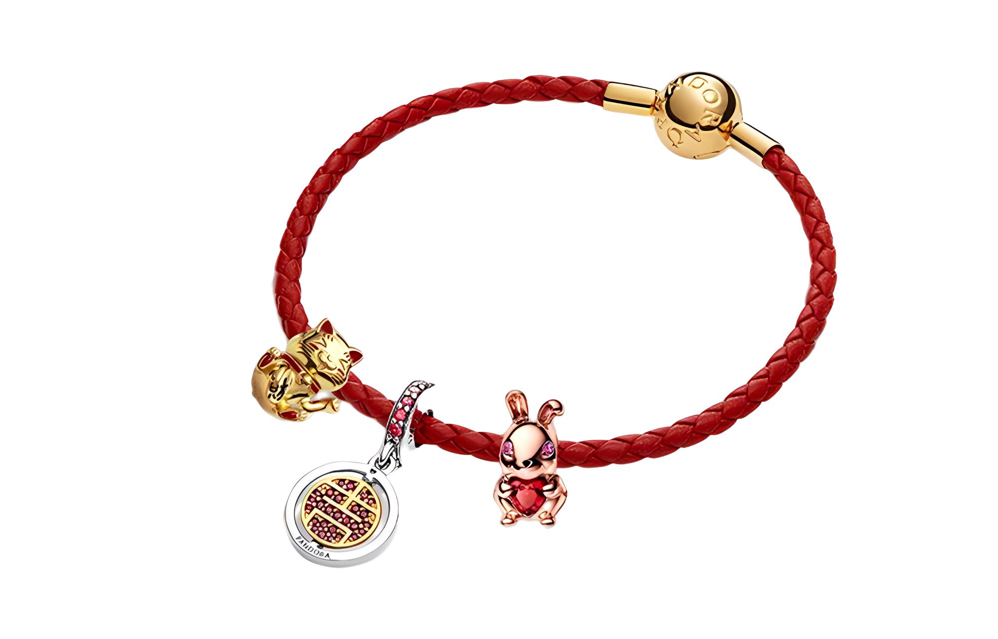 (Women) Pandora Red String Rabbit Bracelet Set - Fashionable  Lucky Charm. ZT2584