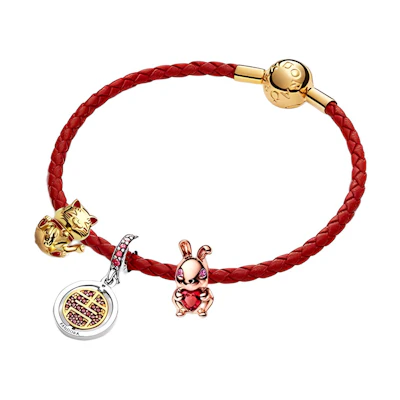 (Women) Pandora Red String Rabbit Bracelet Set - Fashionable Lucky Charm. ZT2584