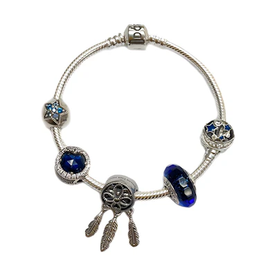 (Women) Pandora Retro Night Sky Sparkling Stars 925 Silver Charm Bracelet for Women SL-7