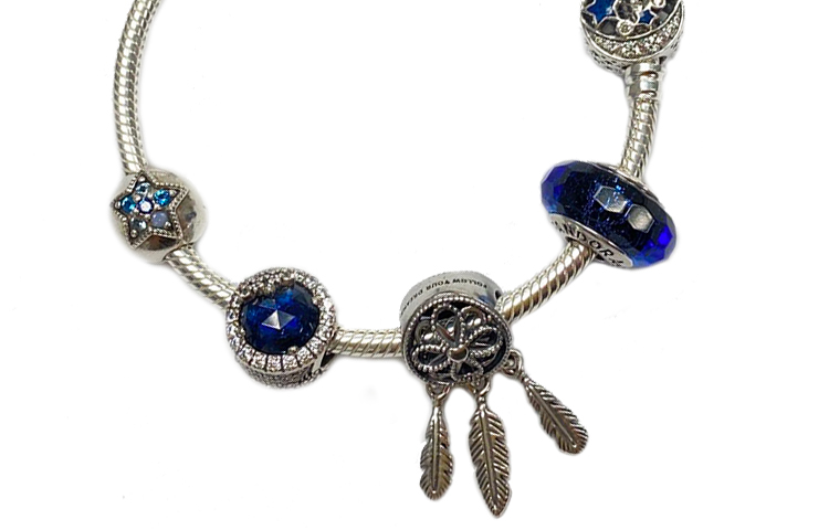 Lookbook (W) Gelang Pesona Perak 925 Pandora Retro Langit Malam Berkilau untuk Wanita SL-7