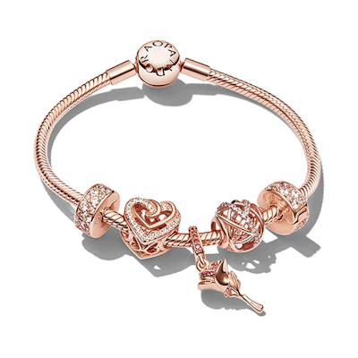 (Women) Pandora Rose Gold Intertwined Sparkling Bracelet Set for Women. ZT1069
