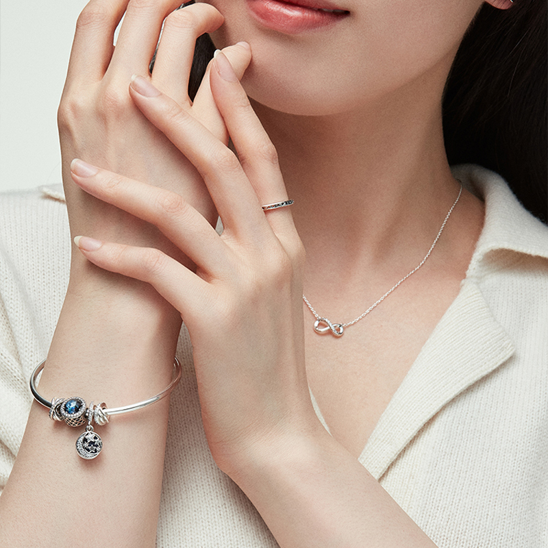 Details for (W) パンドラ シャイニングギャラクシー 925シルバー ビーズネックレス レディース - シルバー ZT1005