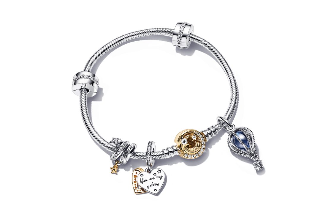 Order (W) 판도라 여성용 별이 빛나는 밤 하늘 925 실버 팔찌 None