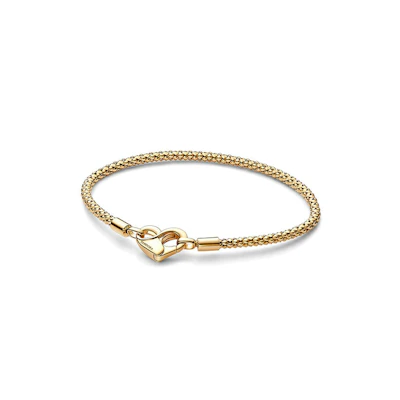 (Women) Pandora Women’s Gold-Tone Heart Clasp Bracelet Copper Silver Alloy. 562731C00