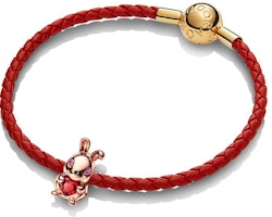 (Women) Pandora Year of the Rabbit Braided Leather Bracelet for Women. zt2583 (Women) Pandora Year of the Rabbit Braided Leather Bracelet for Women. zt2583