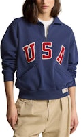 (Women) Paris Olympics Team USA Polo Ralph Lauren Lettered Half-Zip Sweatshirt Blue Women. 200938517 (Women) Paris Olympics Team USA Polo Ralph Lauren Lettered Half-Zip Sweatshirt Blue Women. 200938517