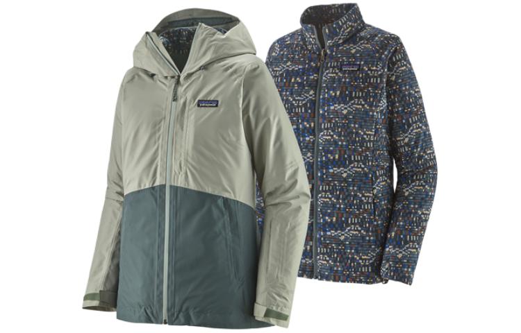 (Women) Patagonia  3-in-1 Powder Town Jacket Colorblock Insulated Hooded Coat. 31700