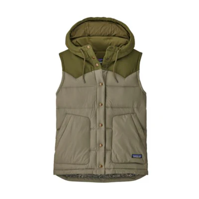 (Women) Patagonia Bivy Hooded Down Vest Solid Color Sleeveless 27747